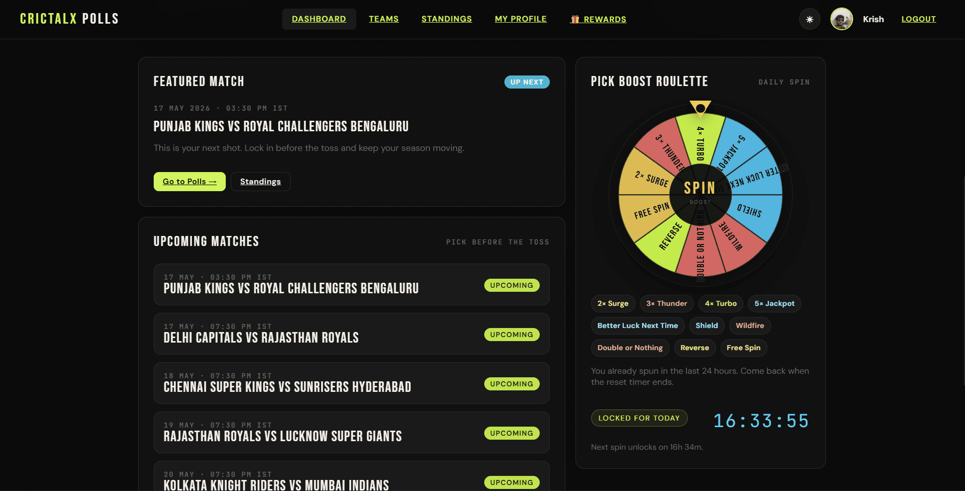 Roulette Engine — gamified reward mechanics