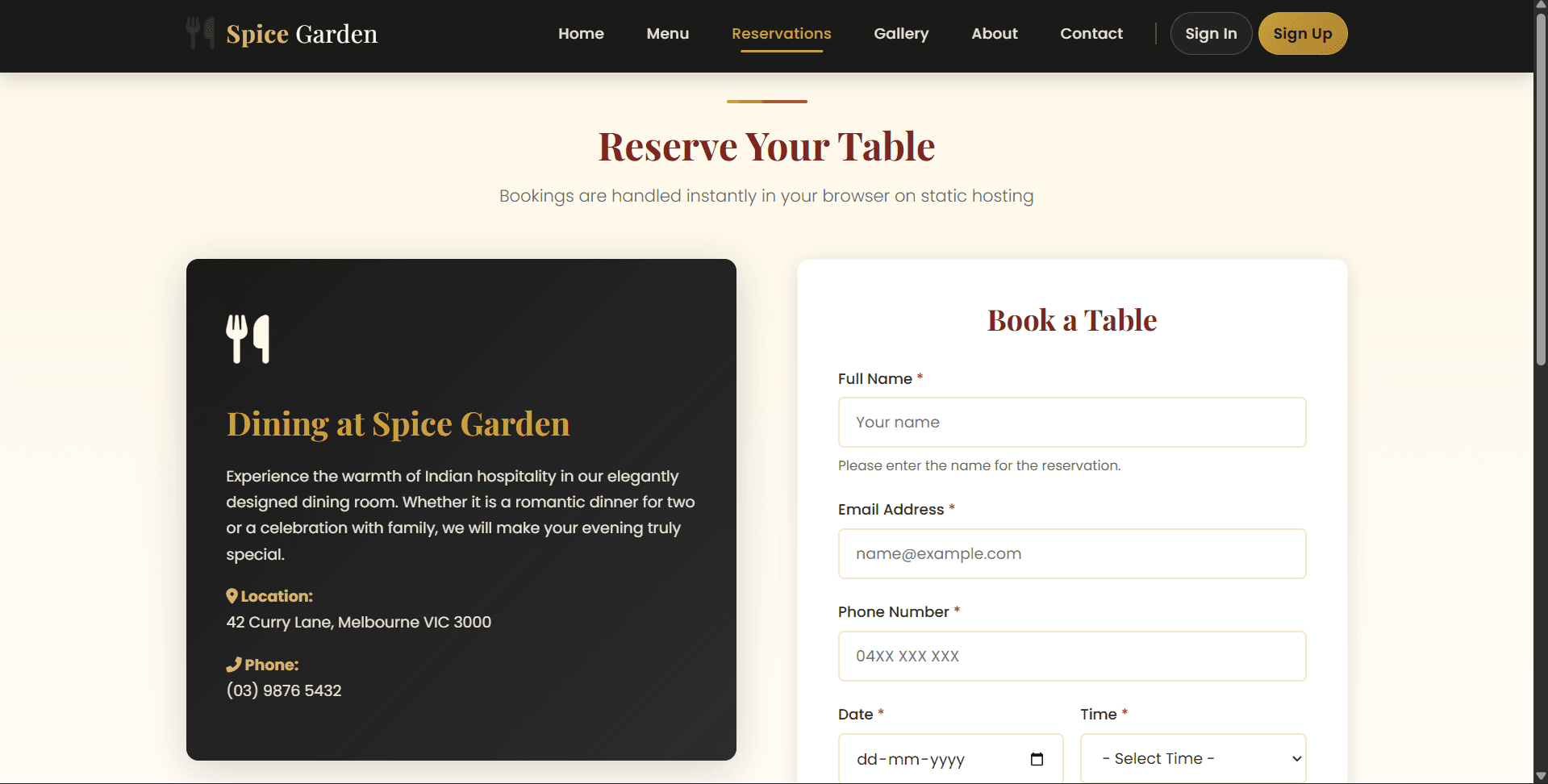 Reservation